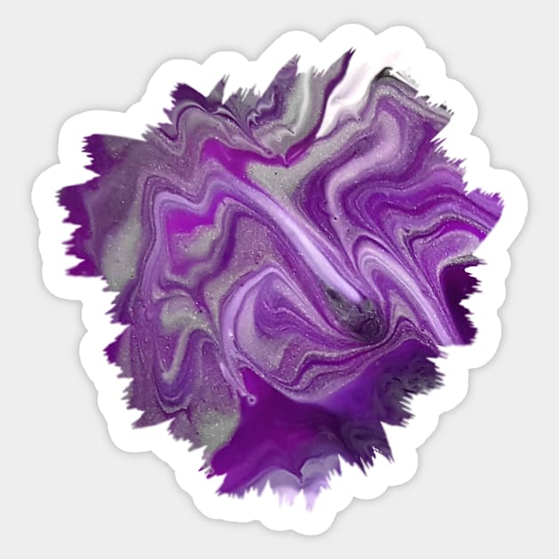 Purple/Silver Acrylic Pour Painting Sticker by Designs_by_KC